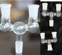 Wholesale Vintage Down Dropdown Glass Bong Adapter double hookah bowl mm mm male to female Two size for Bongs and water Pipes can put customer logo