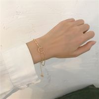 Wholesale High Quality Round Charm Gold Silver Color Bracelet Bangle for Women Armband Chunky Chain Bracelets Friend Couple Jewelry