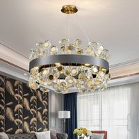 Wholesale New modern crystal chandelier for living room sunflower design round led cristal lustre home decor gold black indoor lighting