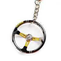Wholesale Fashion Mini Shaped Zinc Alloy Racing Car Steering Wheel Keychain Keyring Pendent Car Auto Accessories Key Chain Ring1