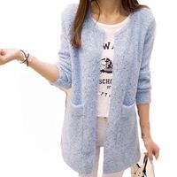 Wholesale Autumn Winter Long Cardigan Women korean sweaters fashion Crochet Cardigan Female Knitted Tops pull femme hiver H1023