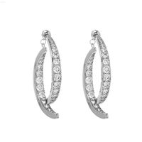 Wholesale Fashion Cross Curved Drop Earring for Woman Silver Pierced Pin k Gold Plated Luxury Crystal Zircon Wedding Jewelry