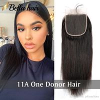 Wholesale 11A Top HD Lace Closure Medium brown Brazilian Lace Clousre Human Hair Pieces Silky Straight quot quot Natural Black Can be bleached