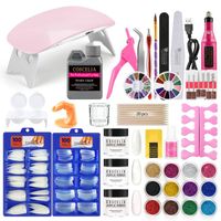 Wholesale Nail Art Kits COSCELIA Pro Acrylic Kit With Lamp Drill For Manicure Powder Liquid Glitter Tips Glue Tools