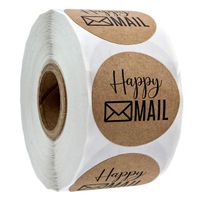 Wholesale 500 circular happy mail business stickers inch Brown gift hand stickers envelope sealed stationery stickers