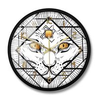 Wholesale Wall Clocks Tattoo Style Devil Cat Head Silent Movement Clock Gothic Home Decor Dark Witchy With Three Eyes Decorative