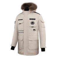 Wholesale Designer Luxury Outdoor Canadian Map Table Down Jacket Mens Womens Raccoon Dog Hair Thickened Medium Long Fashion Casual Work Coat Gooses