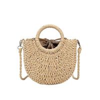 Wholesale Summer Straw Beach Bag Handmade Round Women Shoulder Bags Circle Rattan Bags Bohemian Casual Woven Basket Handbags