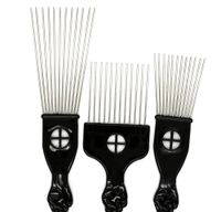 Wholesale Brushes Black Plast Handle Brush Stianless Steel Wide Teeth Metal Hair Pick Afro Comb With Fist Rueqb Yo4Nq