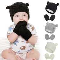 Wholesale Winter Hat For Baby Girl Warm Newborn Accessories Kids Knit Cap Colors Winter Hat For Kids With Gloves Infant Ear jllXBa ffshop2001