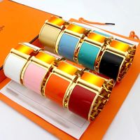 Wholesale High Quatity Copper Enamel Bangle Designer mm Wide Sterling Silver Women And Mens Gold Luxury Jewelry Charm Bracelet With Original Box