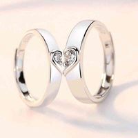Wholesale 2pc New Lovers Love Wedding Ring Adjustable Opening Men Women a Pair Rings Couple Jewelry Engaged Gift