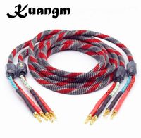 Wholesale Computer Cables Connectors Kuangm One Pair Oxygen free Copper Audio Speaker Cable HI FI High end Banana Head1