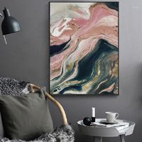 Wholesale Paintings Abstract Modern Dreamy Canvas Painting Fashion Pink Poster And Print For Living Room Bedroom Wall Art Decor1