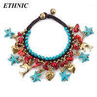 Wholesale Charm Bracelets ETHNIC Brand Boho Retro Green Star Shaped Beads For Women Fashion A Bracelet Gold color Beaded Heart Chain1