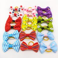 Wholesale Dog Hair Bows with Rubber Bands Dog Topknot Bows Cute Dog Pet Hair Clips Cute Pet Grooming Cat Little Flower Bows J2