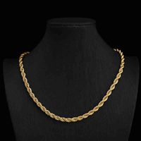 Wholesale Hiphop Style Solid K Yellow Gold Rose Gold Filled Men s Twist chain MM MM Diamond Rope Chain Necklace