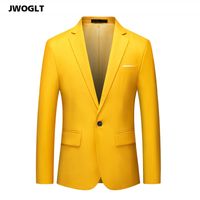 Wholesale Spring Autumn Fashion Single Button Blazer Jacket Men Casual Design Slim Fit Yellow Purple White Wedding Suit Jackets XL XL