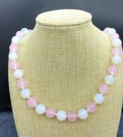 Wholesale Natural mm Pink Jade White Moonstone Round Gemstone Beads Necklace AA