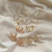 Wholesale Stud Korean Fashion Jewelry White Pink Acrylic Metal Wire Crystal Beads Handmade Butterfly Earrings For Women