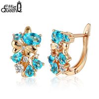 Wholesale Stud Effie Queen Summer Jewelry Gold Color Earrings With Luxury Big Stone Cubic Zirconia For Wedding Party DOME60