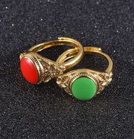 Wholesale Vintage Wedding Ring for Women Luxury Color Sand Gold Ring Round Acrylic Stone Rings