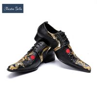 Wholesale Dress Shoes Christia Bella Brand High Heel Leather Men Luxury Embroidery Business Oxfords Formal Plus Size