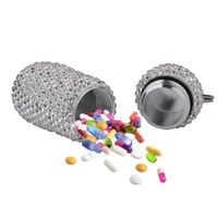 Wholesale Waterproof Portable Mini Travel Medicine Pill Storage Aluminum Rhinestone Bling Bling Container Bottle Capsule Tube