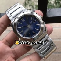 Wholesale New Octo Finissimo Solotempo Blue Dial Asian Automatic Mens Watch Stainless Steel Bracelet Gents Watches Hello_Watch BVHE