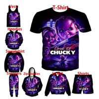 Wholesale Horror Movie Child s Play Chucky D Print Fashion Men Women Jacket Zipper Hoodies Hoodies Sweatshirt shirt Vest Shorts Trousers A6