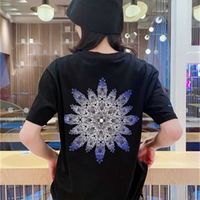 Wholesale Outlet ss Summer Tide Chrome hearts Brand Horseshoe Cross Gradient Snowflake Short Men s and Women s Loose Half Sleeve T shirt for Lovers