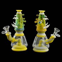 Wholesale Monster water pipe glass bongs smoking hookah silicone pipes dab rigs with mm mini bowl