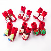 Wholesale Baby Sock Cotton Newborn Christmas Red Floor Non Slip Socks Elk Santa Clause Infant Girl Boy Cartoon Thick For Winter