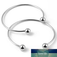 Wholesale 2pcs Stainless Steel Adjustable Bangle Cufflink Bracelets Silver Color Charm Wire Base Bead Man Woman Jewelry Making Findings