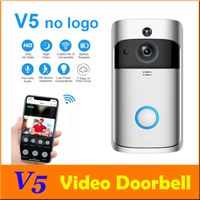 Wholesale wifi video doorbell V5 Smart Home Door Bell Chime P HD Camera Real Time Video Two Way Audio Night Vision PIR Motion Detection DHL