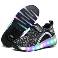 Wholesale Kids Sneakers Led Light Shoes With Wheels For Boy Girls Sports Roller Sneakers Children Casual Roller Skate One Wheel T200604