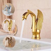 Wholesale Bathroom Sink Faucets Basin High Swan Faucet Arch Design Luxury Wash Mixer Taps Brass And Cold Gold Plated Single Hole Tap1