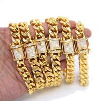 Wholesale Earrings Necklace European USA Miami Bracelet Men Jewelry Gold Color CM CM Cuban Link Chain Bracelets Est Jewellry