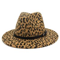 Wholesale High Quality Best Price Leopard Print Woolen Felt Fedora Hat for Women Men Elegant Church Party Fall Winter Hat