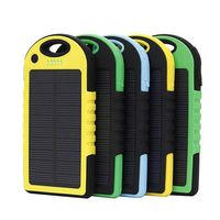 Wholesale 5000mAh Solar Power Bank Charger Portable Source Dual USB LED Flashlight Battery Panel waterproof Cell phone Powerbank for Mobile V