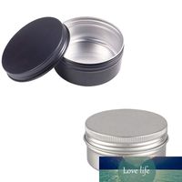 Wholesale 24Pcs g Empty Metal Aluminum Round Tin Silver Black Cosmetic Cream Jar Pot Case Storing Spice Herb Container Screw Thread Lip