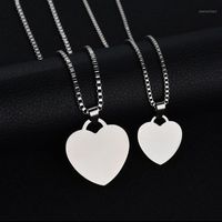 Wholesale Chains Stainless Steel Love Heart Dog Tag Necklace For Women Men Blank Army Nameplate Choker Summer Gift Drop Size1