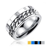 Wholesale Cluster Rings Roman Numeral Ring Rotate Spinner Chain Link Men Punk Rock Gold Blue Black Fashion Jewelry US Size