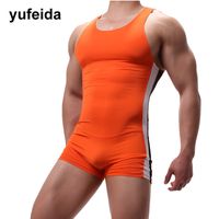 Wholesale Sexy Men s Undershirts Leotard Bodysuits Jumpsuits Swimwear One piece Swimsuit Wrestling Singlet Underwear Boxers U convex Pouch