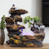 Wholesale Decorative Objects Figurines V V Rockery Water Fountain Decoration Indoor Desktop Fountains Waterfall Feng Shui Wheel Home Decor Acc