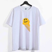 Wholesale Summer Drew Smiling Face Couple Printed Simple T shirt Double Yarn Thread Count Cotton Men s and Women s Short Sleeve Casual Shirt