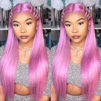 Wholesale Lace Wigs Purple Striaght Front Wig Hd Transparent Human Hair T Part Remy Pink Brazilian Straight