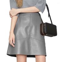 Wholesale Skirts Woman Elegant Plus Size Fashion Korean Style Genuine Real Leather High Waist Mini Skirt Womens1