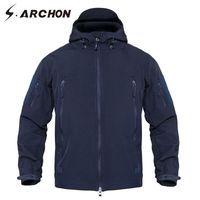 Wholesale S ARCHON Soft Shell Fleece Windbreaker Jacket Men Navy Blue Windproof Waterproof Tactical Jacket Coat Male Hunt Clothes
