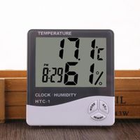 Wholesale Digital LCD Temperature Hygrometer Household Precision Clock Humidity Meter Thermometer with Clock Calendar Alarm Battery Powered GWE12838
